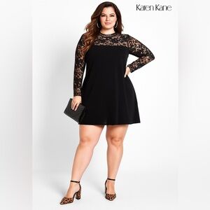 Karen Kane NEW Black Lace Long Sleeve Dress - Size XL - So Soft!